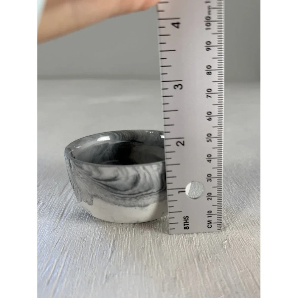 CB2 Swirl Black & White Mini Bowl Side Sauce Cup By Jennifer Fisher Marble Look